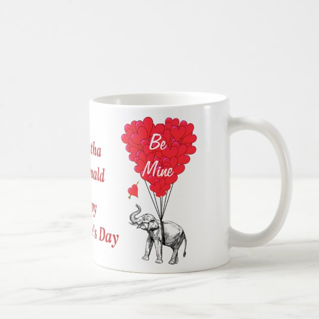 Personalised  elephant Valentines day Coffee Mug (Right)