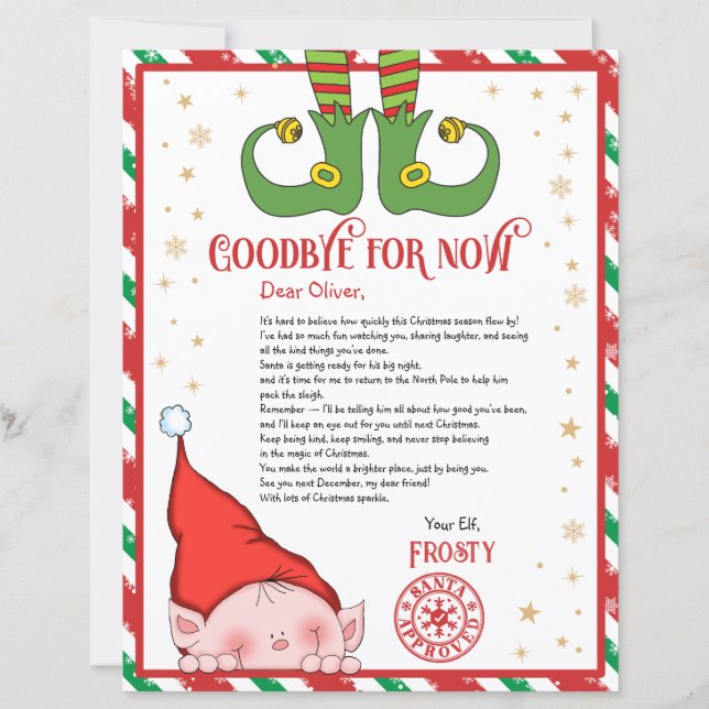 Personalised Elf Goodbye Letter for Kids (Front)