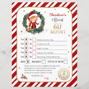 Personalised Elf Report Card