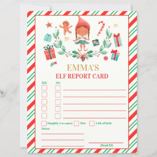 Personalised Elf Report Card Elf Holiday Card