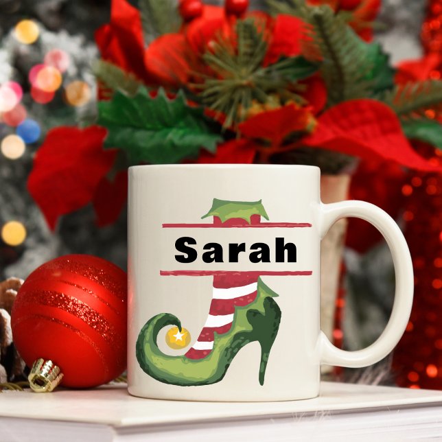 Personalised Elf Shoe High Heel Christmas Coffee Mug (Personalized Elf Shoe High Heel Christmas Coffee Mug
)