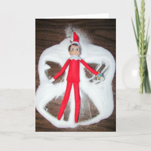 Personalised Elf Snow Angel Christmas Card