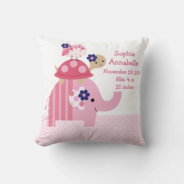 Personalised "Ellie Elephant/Turtle/Owl" Pillow (Front)