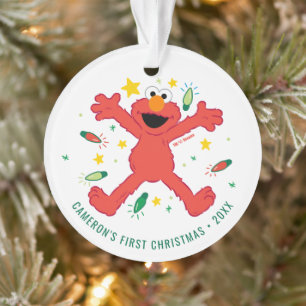 Personalised Elmo Christmas   Name & Photo Ornament