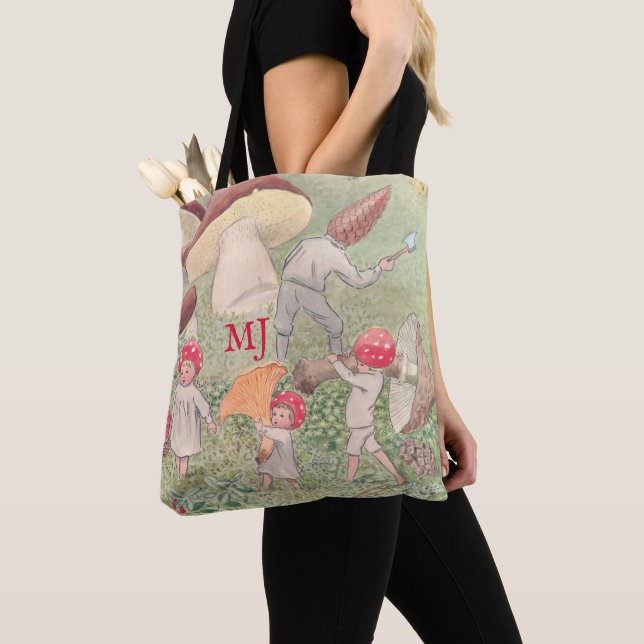 Personalised Elsa Beskow Fairytale Mushroom Tote Bag (Close Up)
