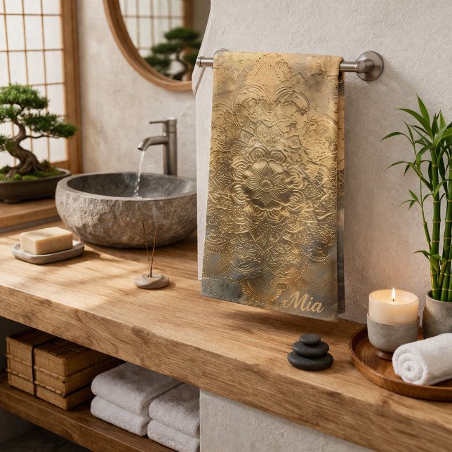 Personalised Embossed Mandala | Elegant Boho Gift Bath Towel Set (Creator Uploaded)