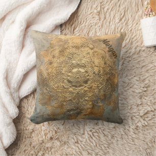 Personalised Embossed Mandala   Elegant Boho Gift Cushion