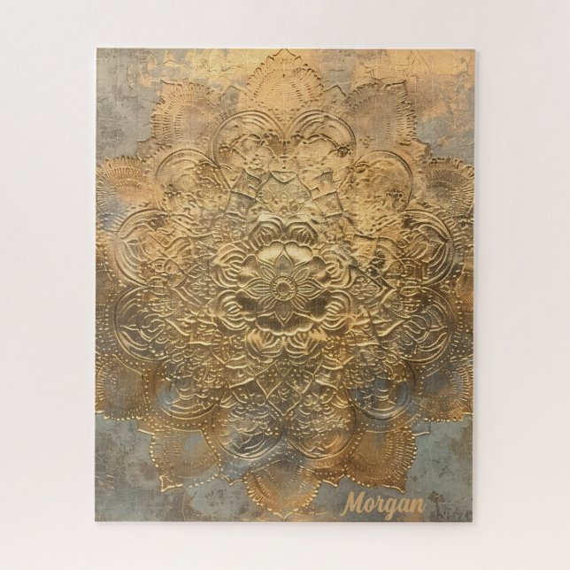 Personalised Embossed Mandala | Elegant Boho Gift Jigsaw Puzzle (Vertical)