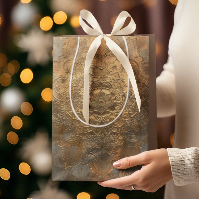 Personalised Embossed Mandala | Elegant Boho Gift Medium Gift Bag (Creator Uploaded)