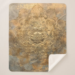 Personalised Embossed Mandala   Elegant Boho Gift Sherpa Blanket
