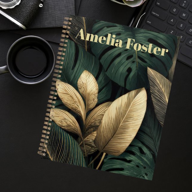 Personalised Emerald Gold Tropical Leaf Planner (Creator Uploaded)