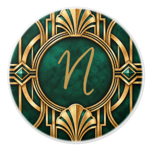Personalised Emerald Green and Gold Drawer Knob