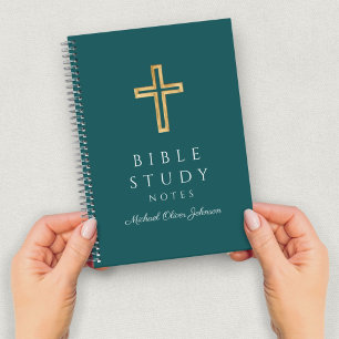 Personalised Emerald Green Religious Cross Notebook