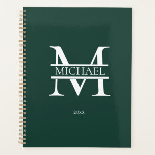 Personalised Emerald Monogram Initial Minimalist Planner