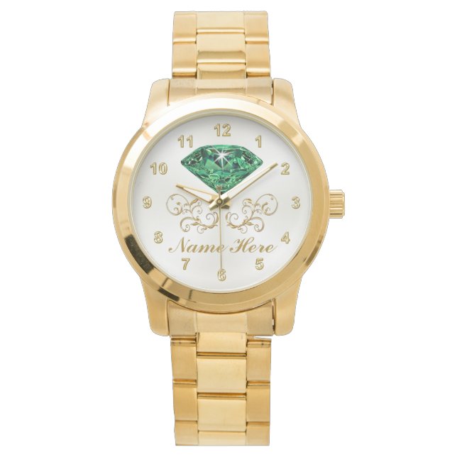 Personalised Emerald Watch for Her (Front)