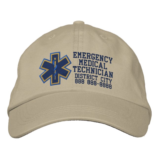 Personalised Emergency Medical Technician Embroidered Hat (Front)