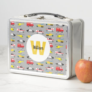 Personalised Emergency Vehicles Transportation  Metal Lunch Box