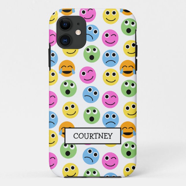 Personalised Emojis Faces Colourful Patterned Case-Mate iPhone Case (Back)