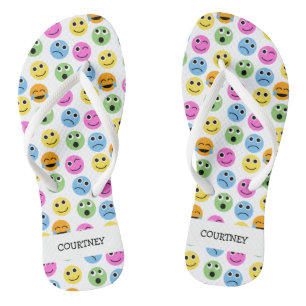 Personalised Emojis Faces Colourful Patterned Thongs