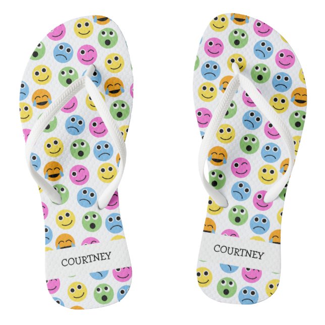 Personalised Emojis Faces Colourful Patterned Thongs (Footbed)