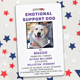 Personalised Emotional Support Dog Photo ID Badge