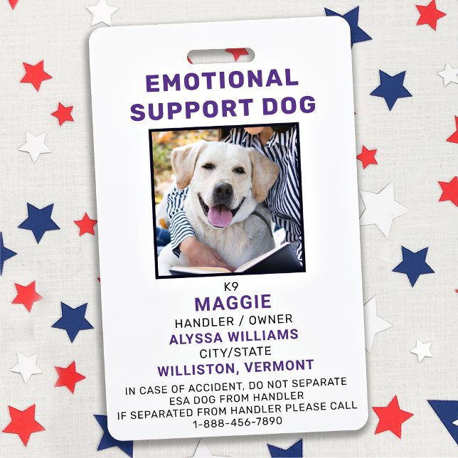 Personalised Emotional Support Dog Photo ID Badge (Creator Uploaded)
