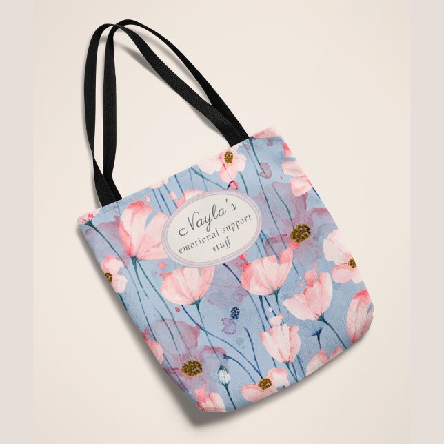 Personalised Emotional Support Stuff Floral Tote  Bag (Creator Uploaded)