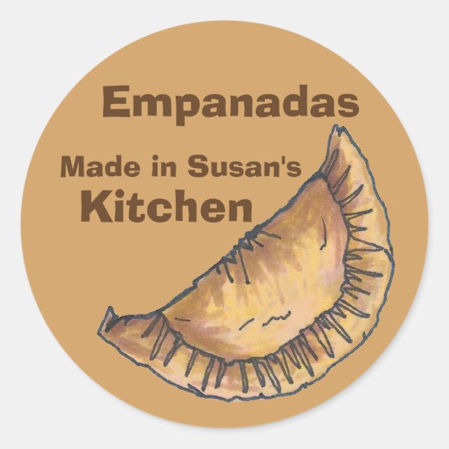 Personalised Empanadas Made Baked Kitchen Homemade Classic Round Sticker (Front)