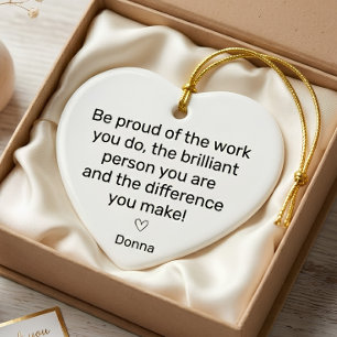 Personalised Employee Appreciation Heart Ceramic Ornament