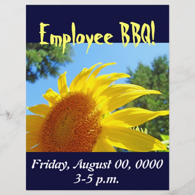 Personalised Employee BBQ flyers Summer Sunflowers (Front)