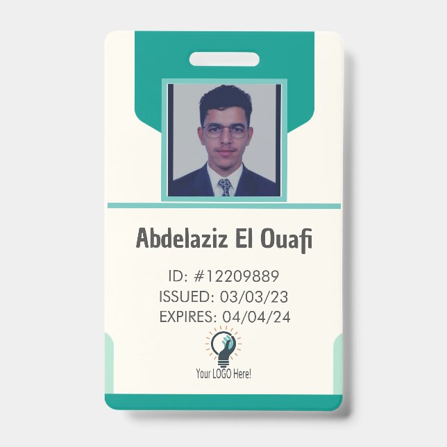 Personalised Employee Logo & Photo ID Badge (Front)