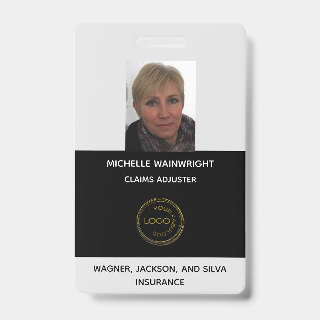 Personalised Employee Photo Add Your Business Logo ID Badge (Front)