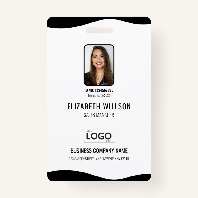 Personalised Employee Photo, Bar Code, Logo, Name  ID Badge (Front)