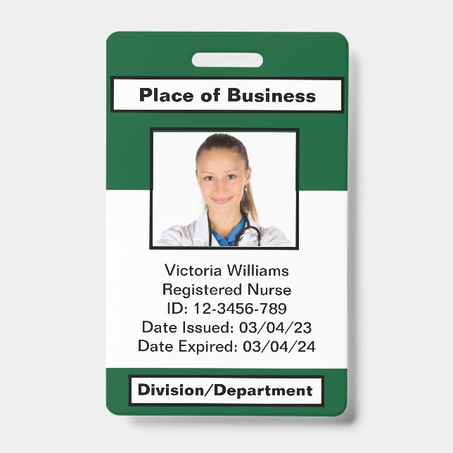 Personalised Employee Photo ID Badge (Front)