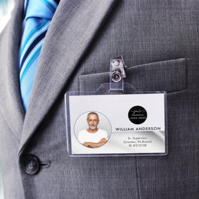 Personalised Employee Photo ID Company Faux Silver ID Badge (Creator Uploaded)