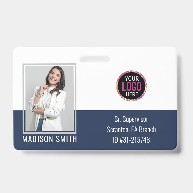 Personalised Employee Photo ID Company Security Ba Badge (Front)
