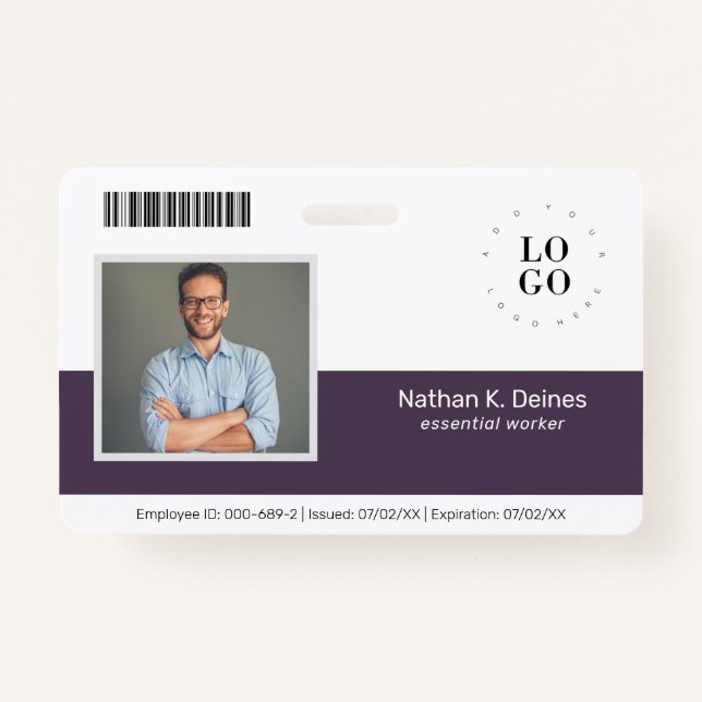 Personalised Employee Photo ID Company Security ID Badge (Front)