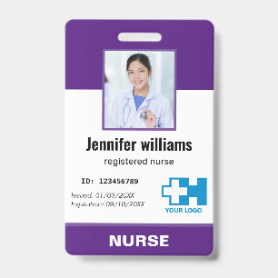 Personalised Employee Photo Nurse Purple Badge ID Badge