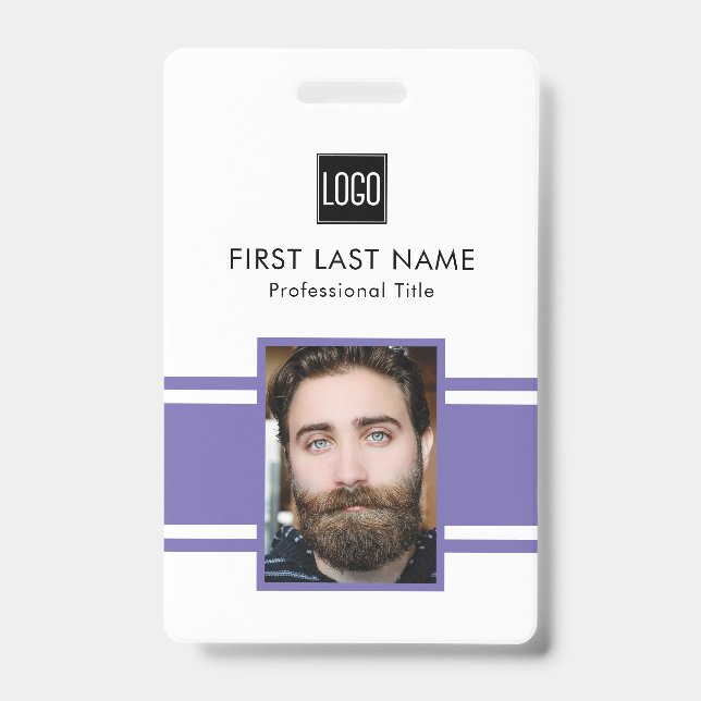 Personalised Employee | Purple Logo Staff Photo ID Badge (Front)