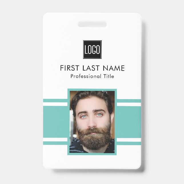 Personalised Employee | Teal Logo Staff Photo ID Badge (Front)
