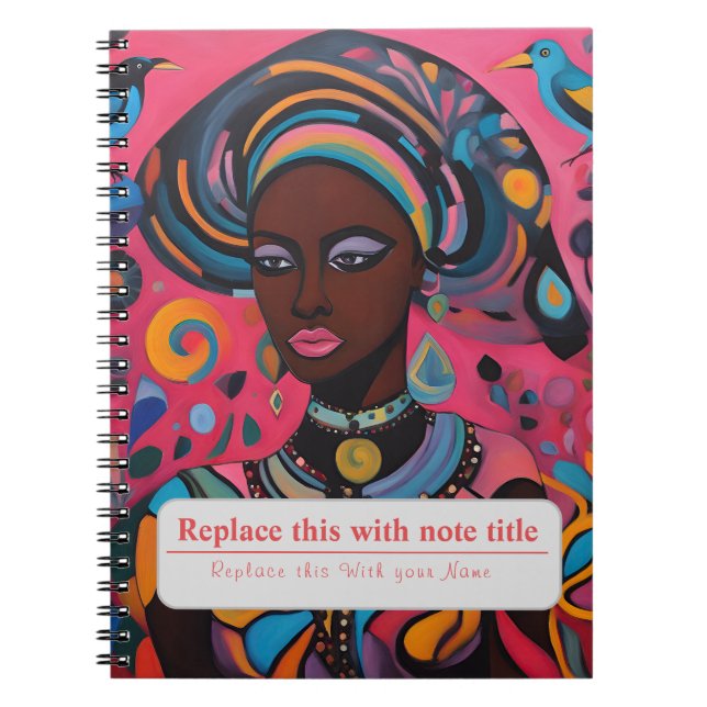 Personalised Empowered Woman - Pink Notebook (Front)