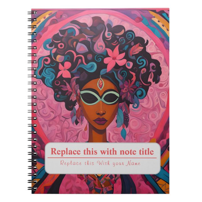 Personalised Empowered Woman - Pink Notebook (Front)