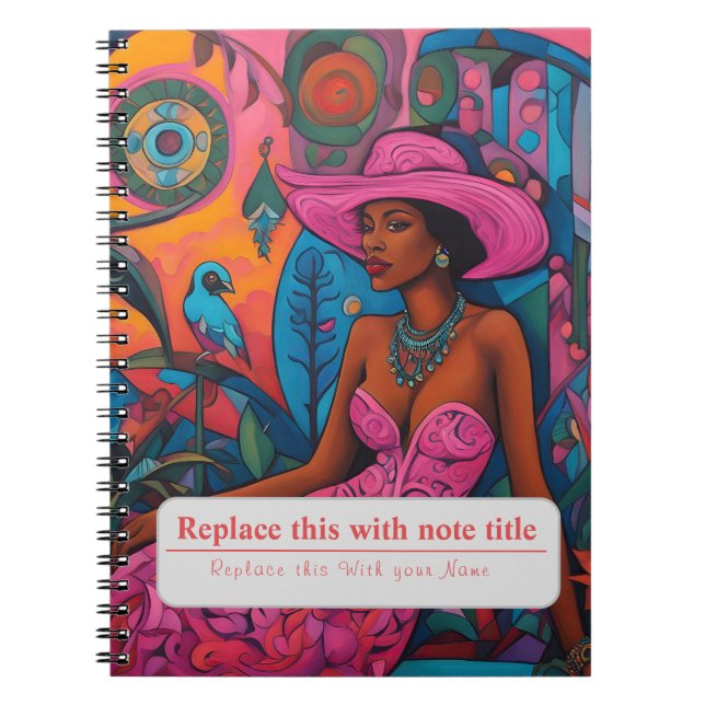 Personalised Empowered Woman - Pink Notebook (Front)
