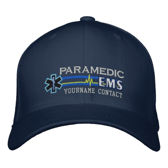 Personalised EMS Paramedic Star of Life Embroidered Hat (Front)