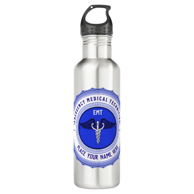 Personalised EMT Paramedics Caduceus 710 Ml Water Bottle (Front)