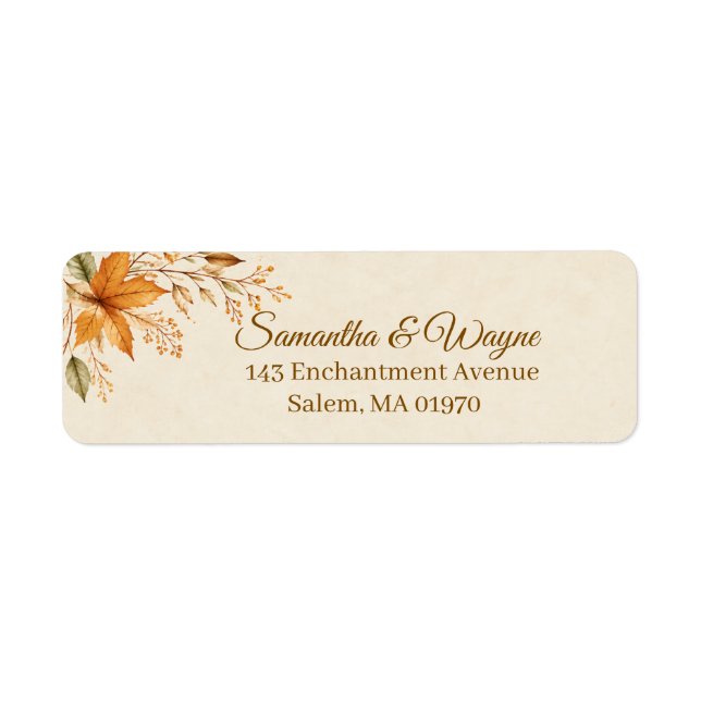Personalised Enchanted Autumn Wedding  Return Address Label (Front)