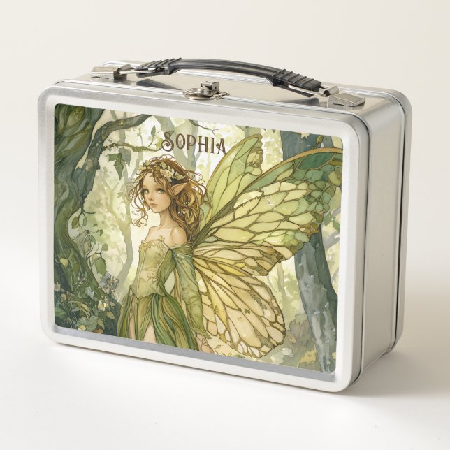 Personalised Enchanted Forest Fairy Metal Lunch Box (Front)