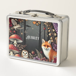 Personalised Enchanted Forest Woodland Animals Metal Lunch Box