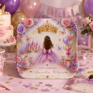 Personalised Enchanted Princess Birthday  Paper Plate