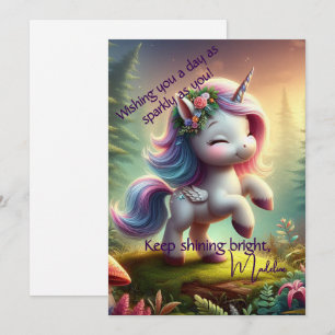 Personalised Enchanting Unicorn Flat Card